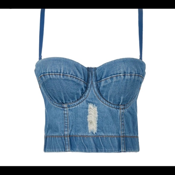 denim bralette crop top
